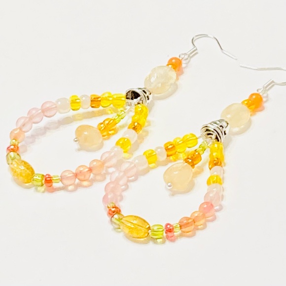 Sunny Bright CITRINE Happy Beaded Earrings - Picture 2 of 7